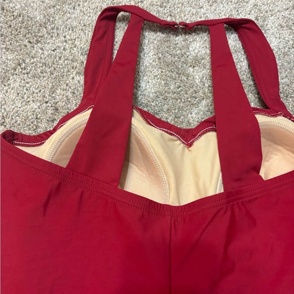 Lands' End Women' Slender Tunic One Piece Swimsuit Tummy Control Red Size 16 - Picture 6 of 10